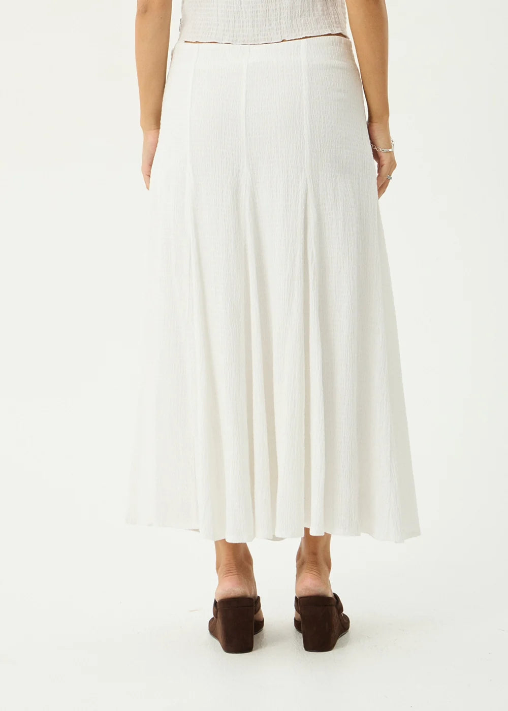 Lana - Seersucker Midi Skirt - Off White