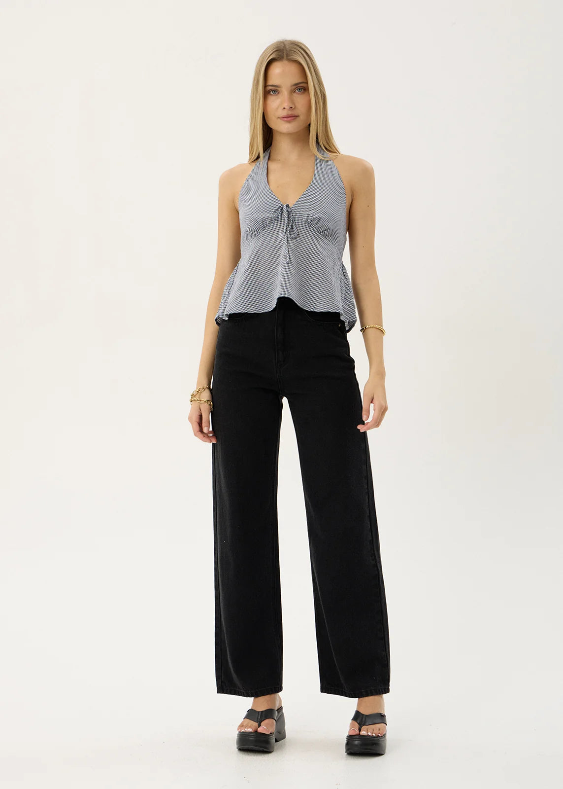 Delfina - Halter Top - Indy Navy Check