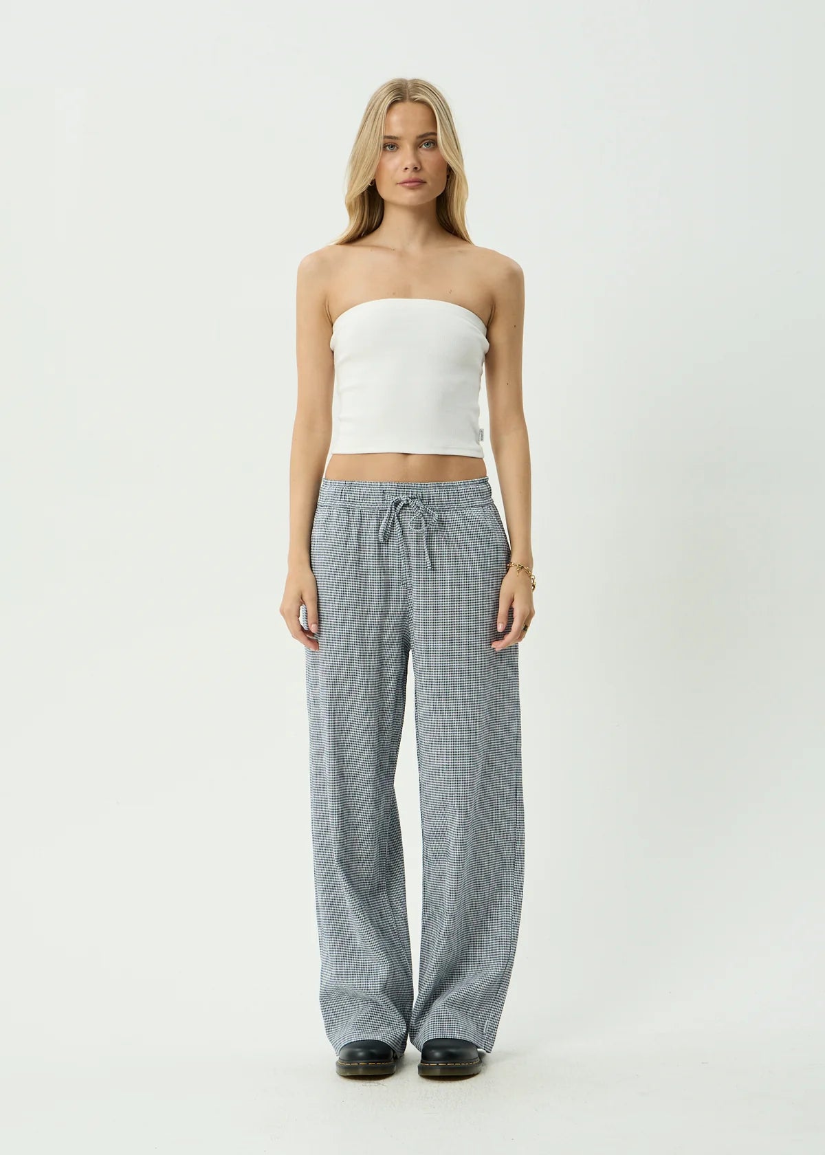 Harriet - Wide Leg Pant - Indy Navy Check