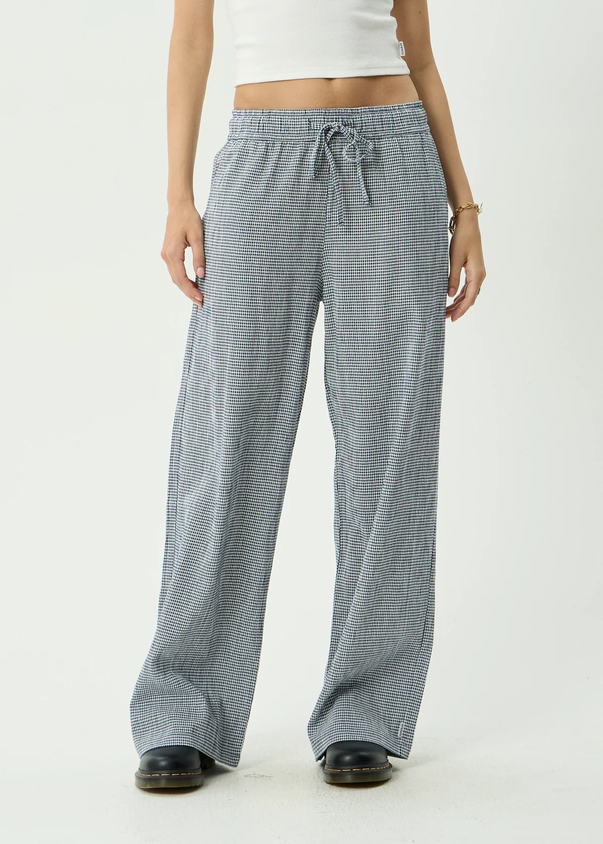 Harriet - Wide Leg Pant - Indy Navy Check