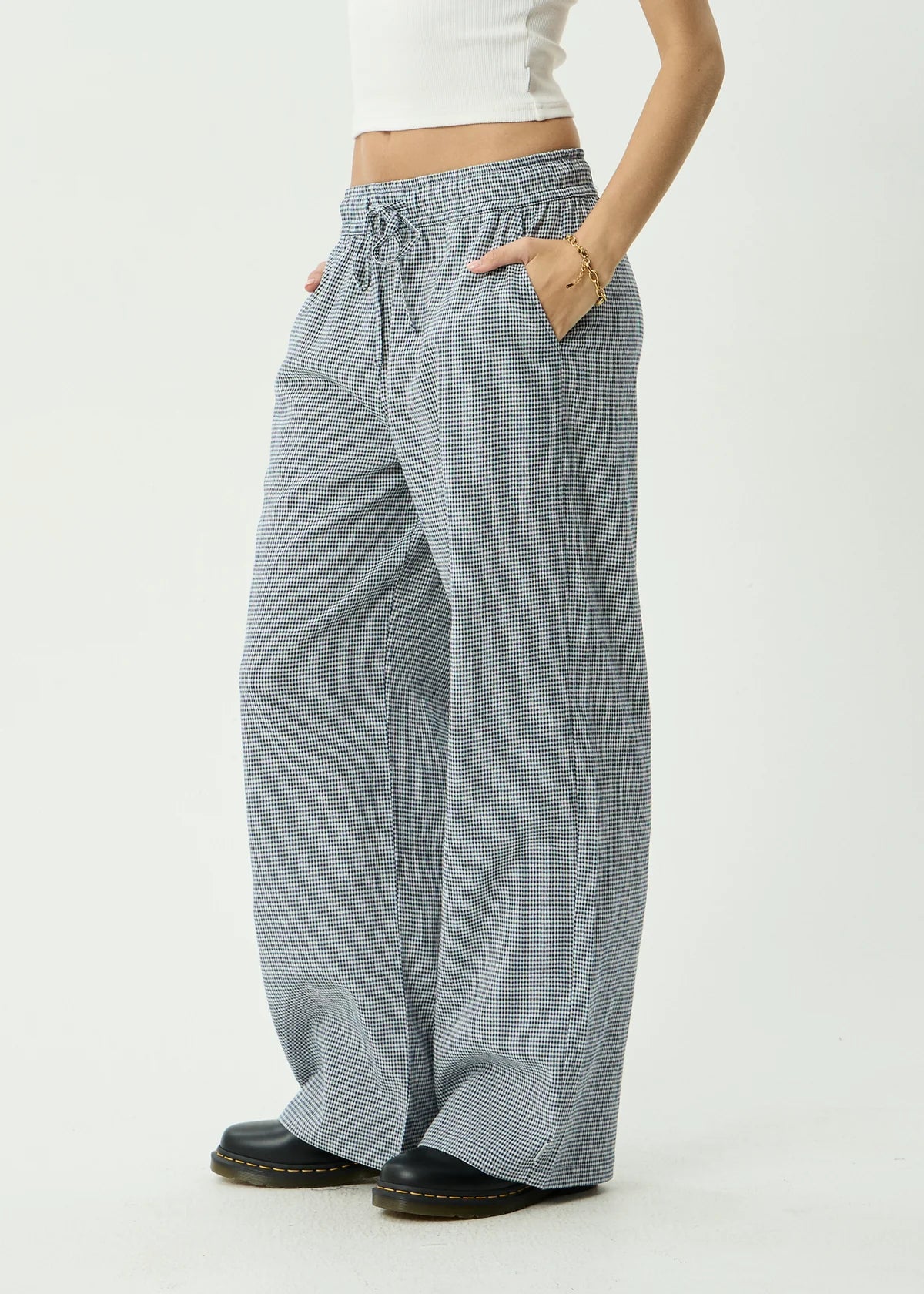Harriet - Wide Leg Pant - Indy Navy Check