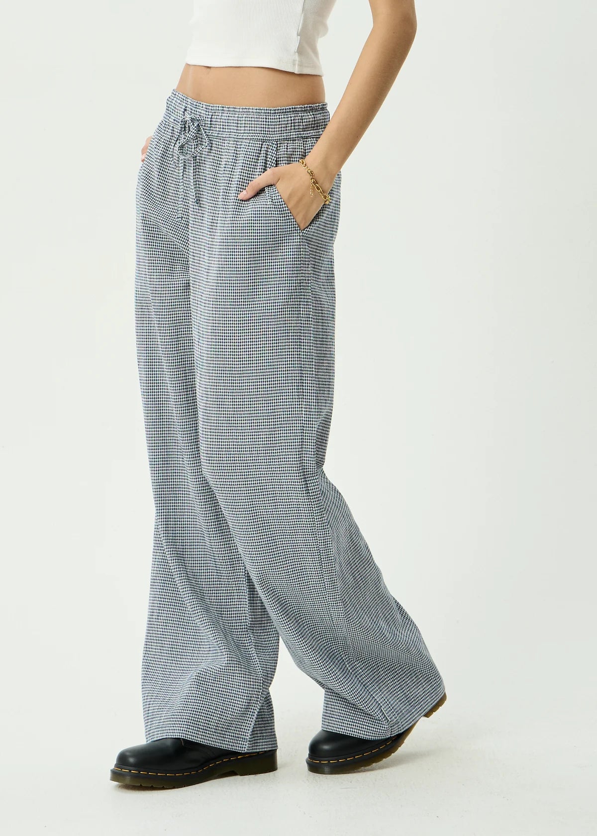 Harriet - Wide Leg Pant - Indy Navy Check