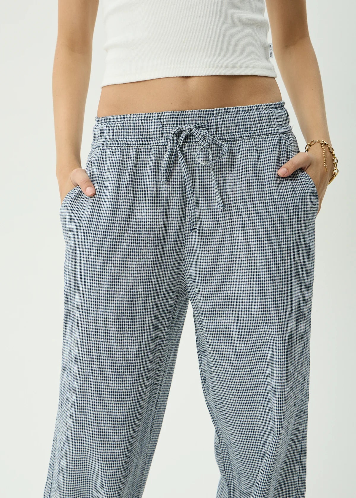 Harriet - Wide Leg Pant - Indy Navy Check