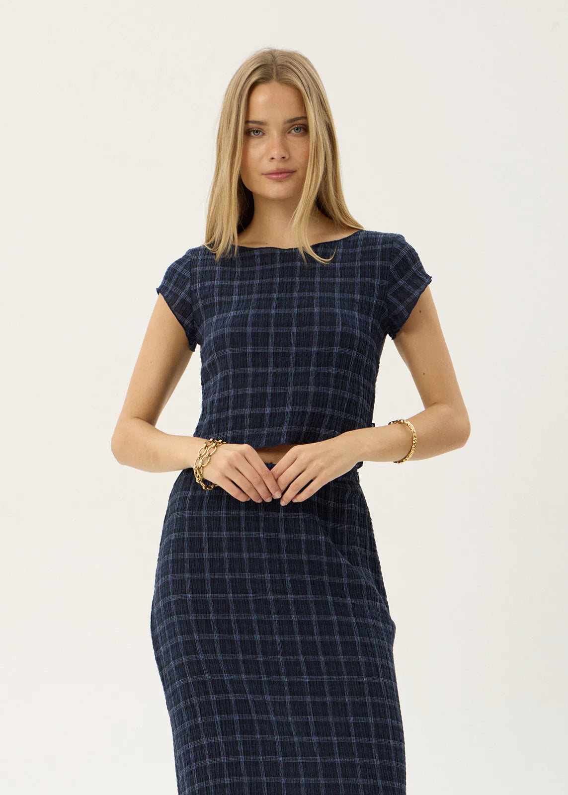 Darcy - Seersucker Top - Thea Midnight Check
