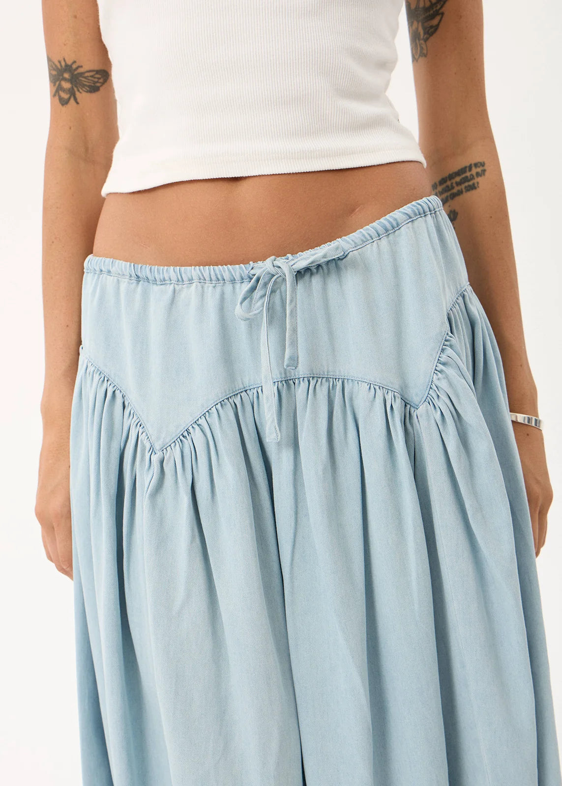 Palmer - Chambray Midi Skirt - Light Blue