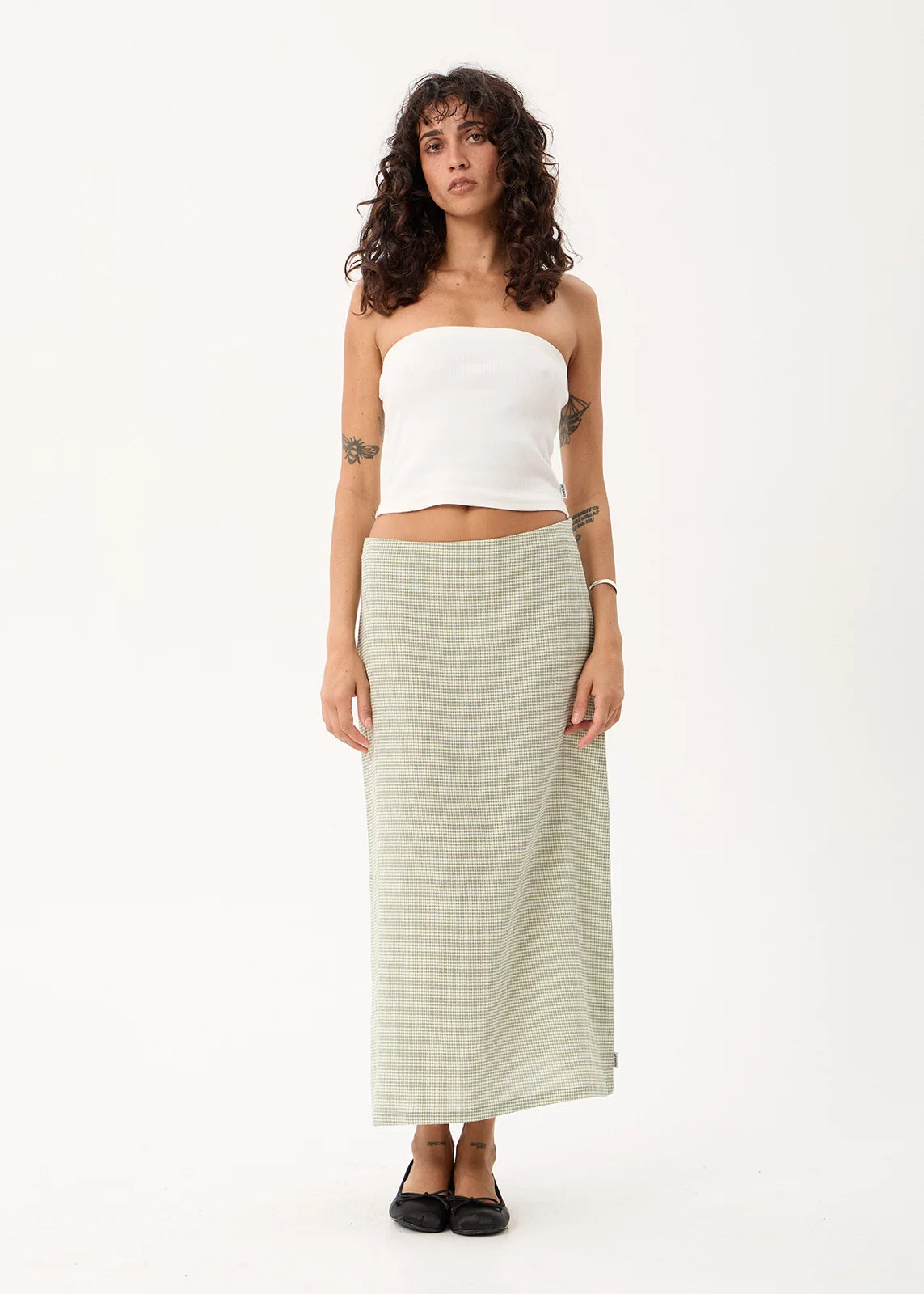 Lark - Midi Skirt - Sage Check