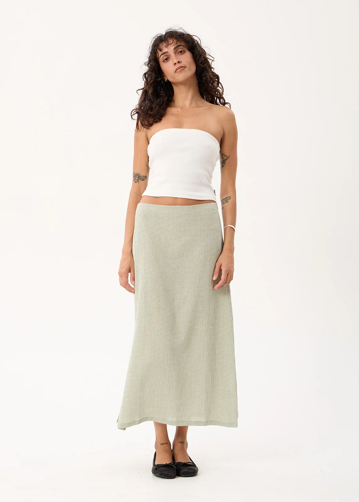 Lark - Midi Skirt - Sage Check