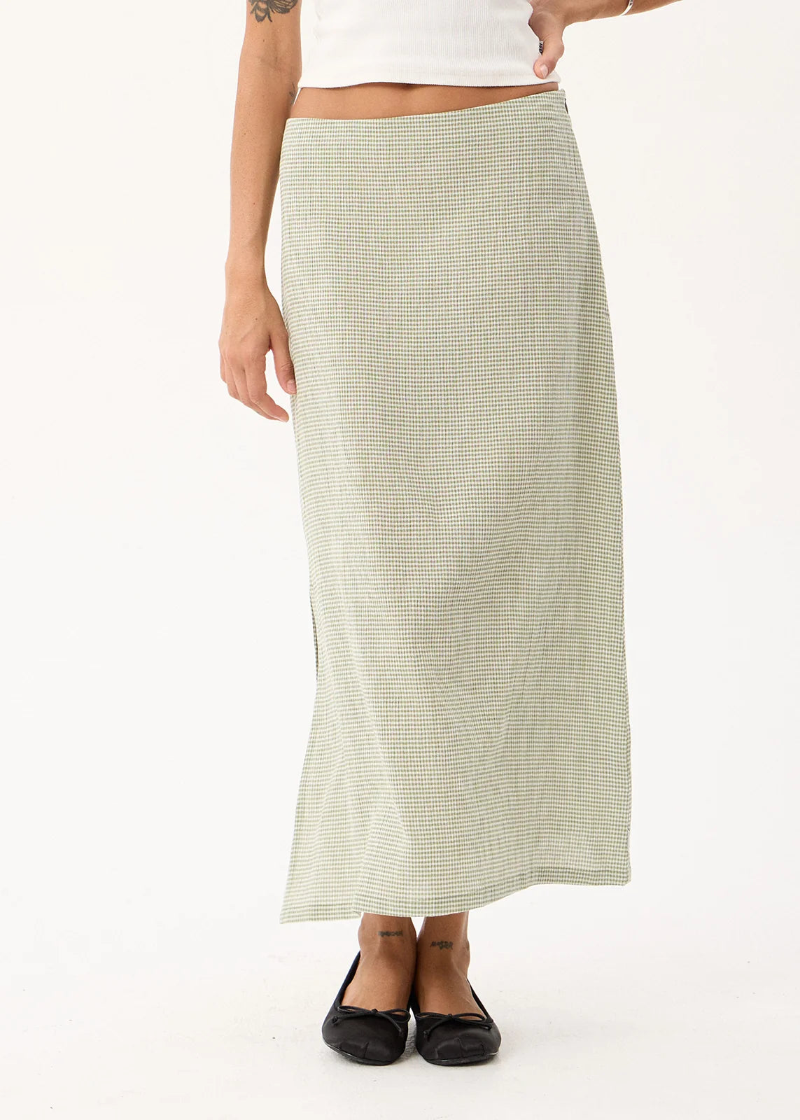 Lark - Midi Skirt - Sage Check