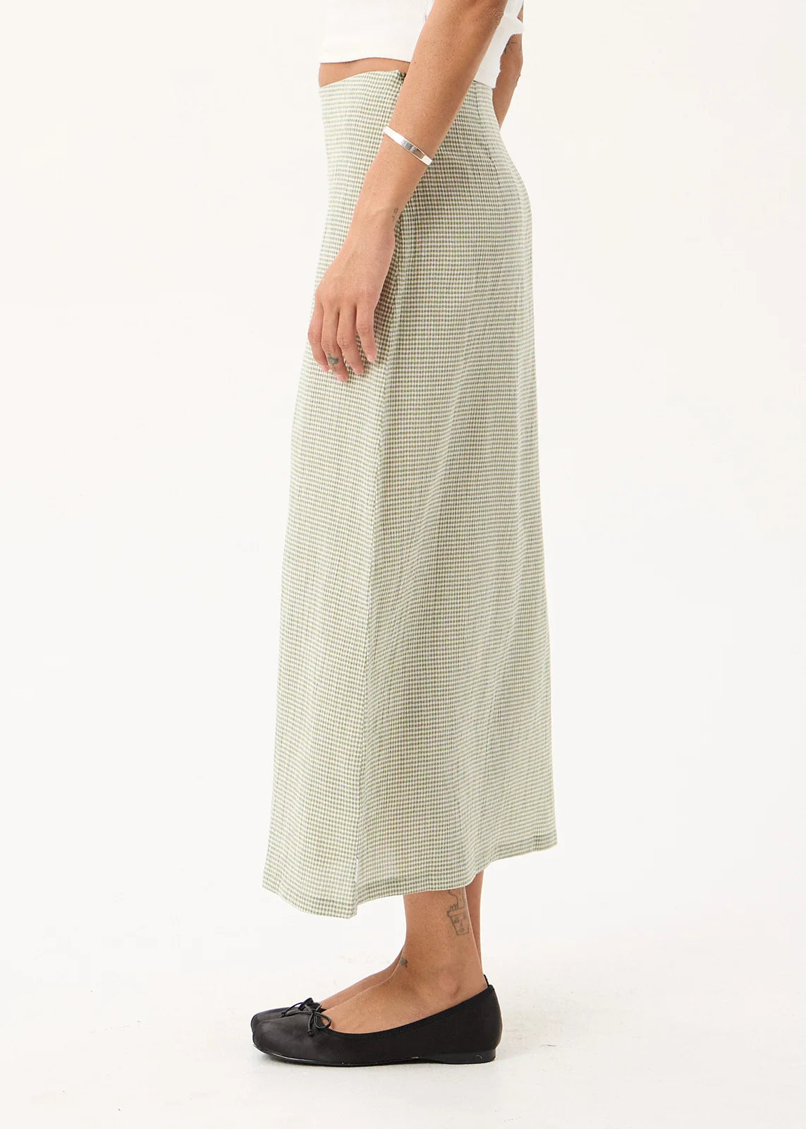 Lark - Midi Skirt - Sage Check