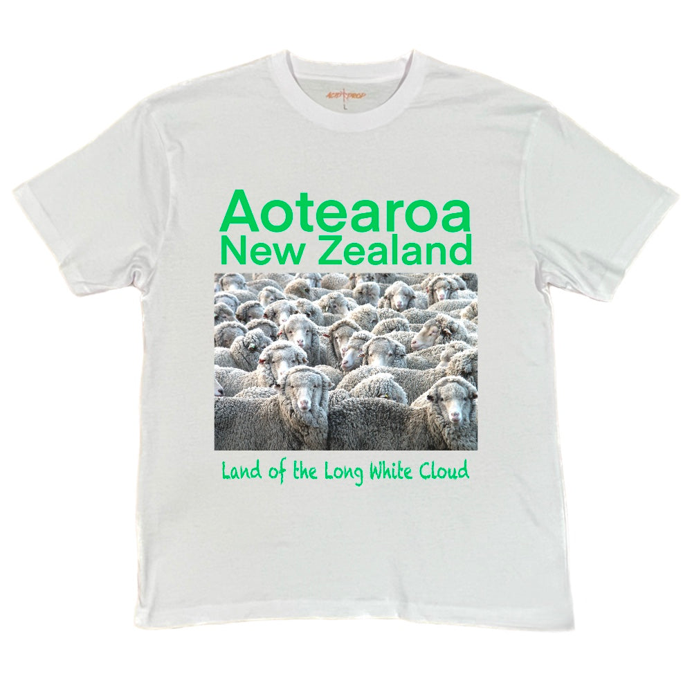 Aotearoa NZ Land of the Long White Cloud Sheep Tee