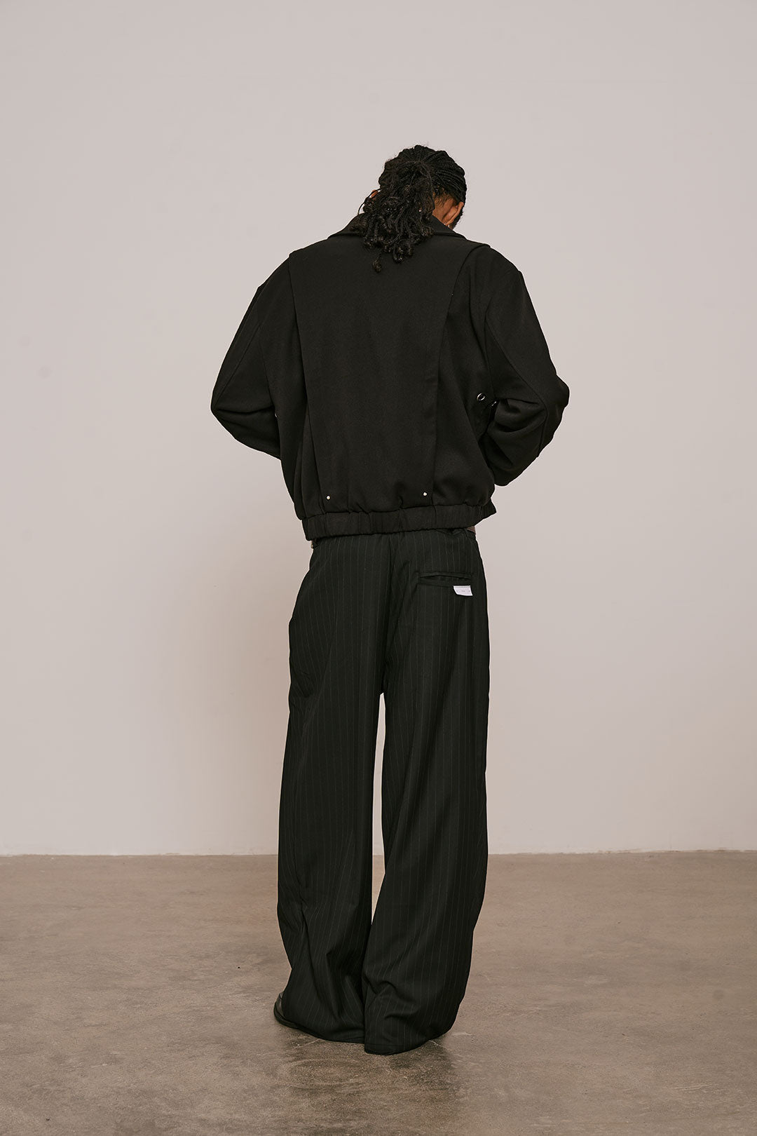 Sense Pleated Dark Stripe Wide Trousers