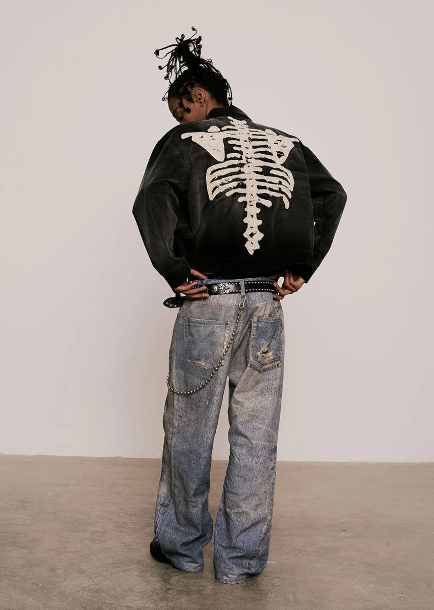 Sense Loose Fit Fake Print Blue Jeans