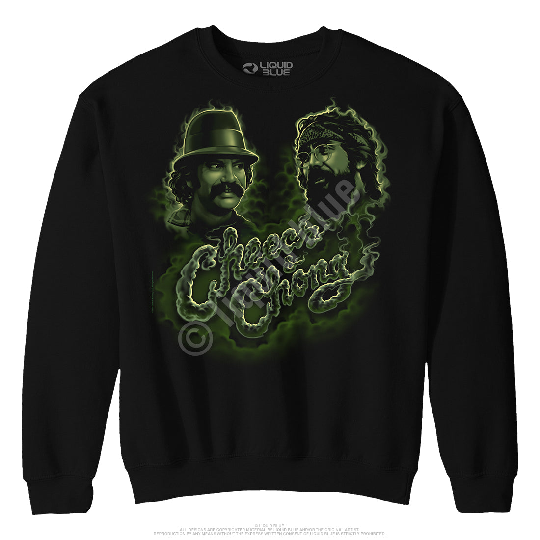 Cheech and Chong Green Smoke Black Sweatshirt