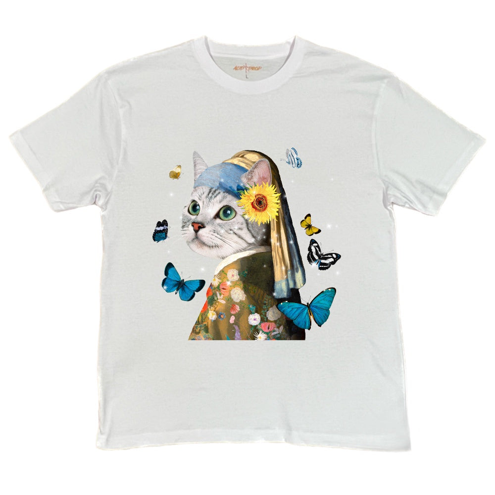 Cat in Flowers Design Tee