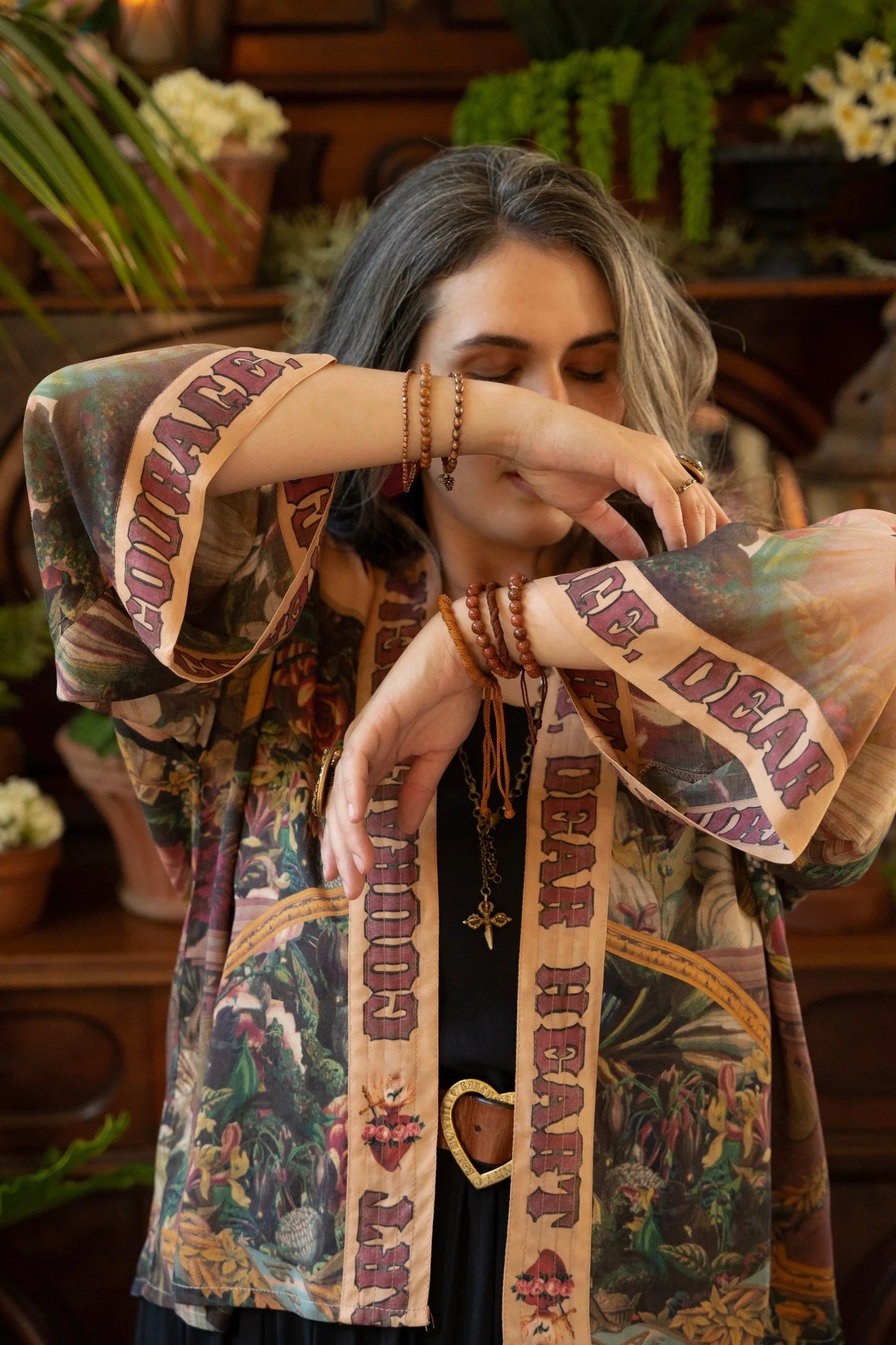 Courage Deer Heart Pixie Duster Cropped Kimono