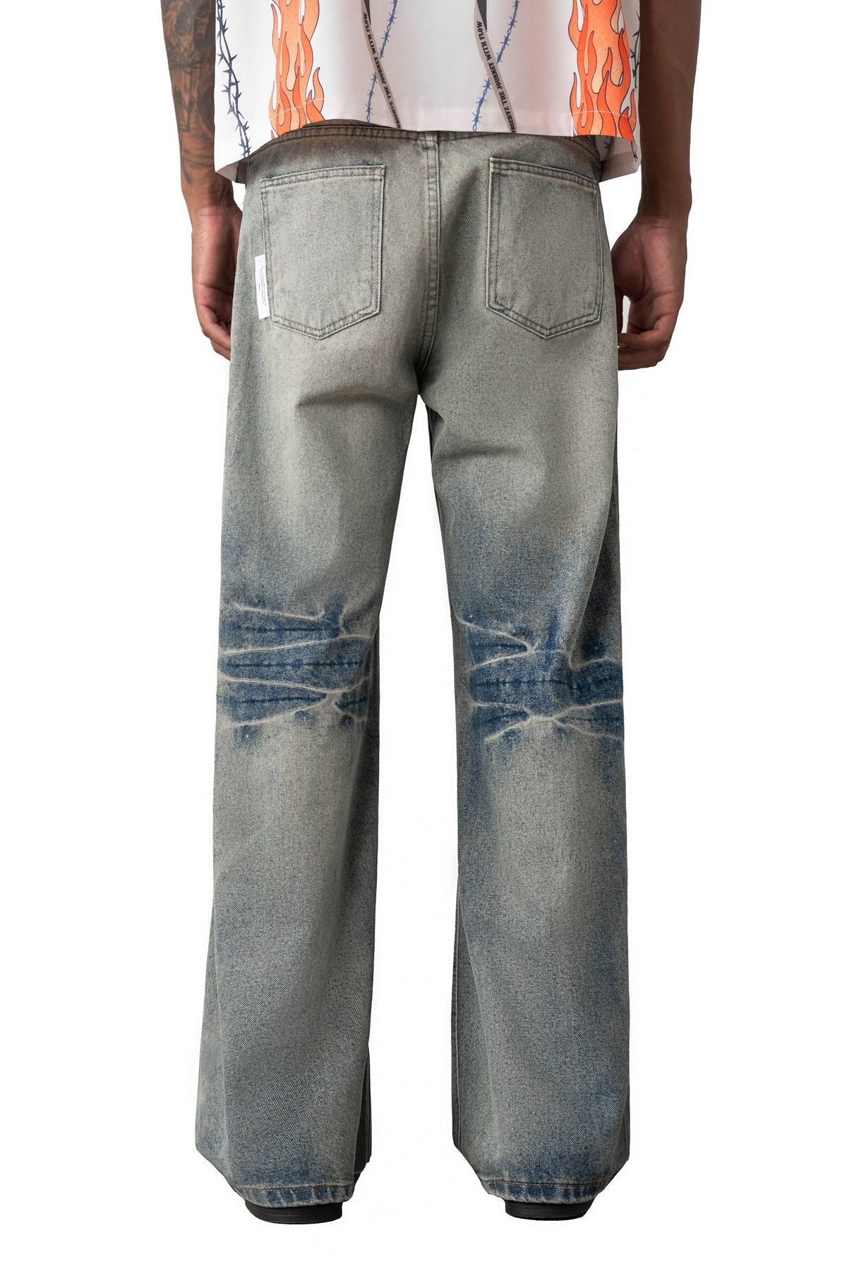 Sense Curved Drip Washed Jeans Coal Blue