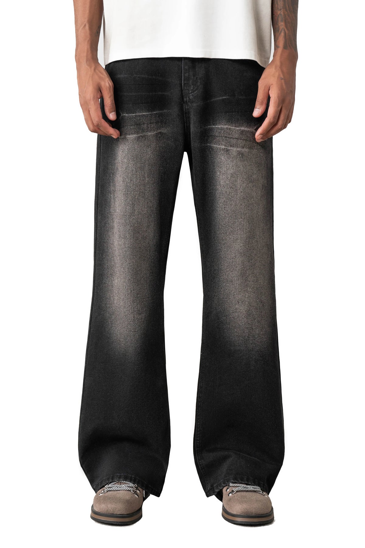Sense Curved Drip Washed Jeans Coal Black