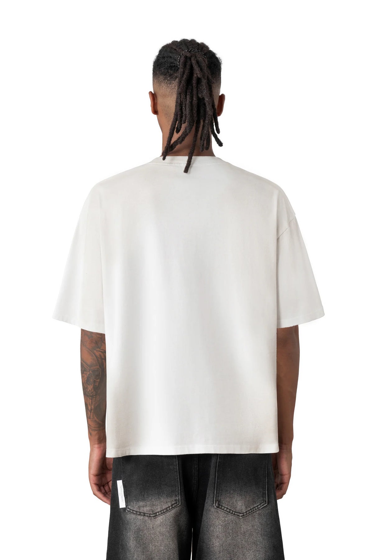 Sense Washed Fade Slogan SS Tee White