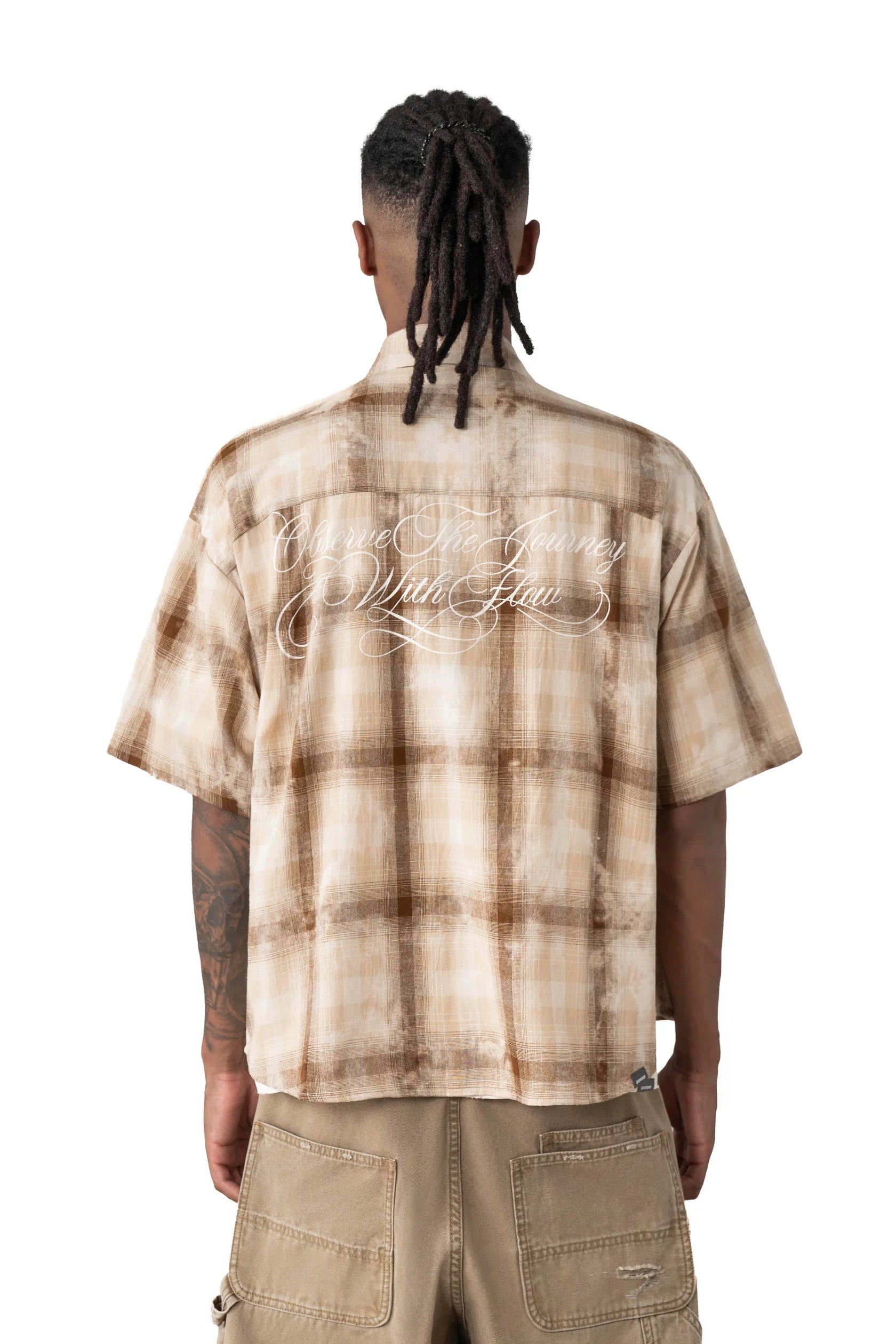 Sense Boxy Washed Check Sand Shirt
