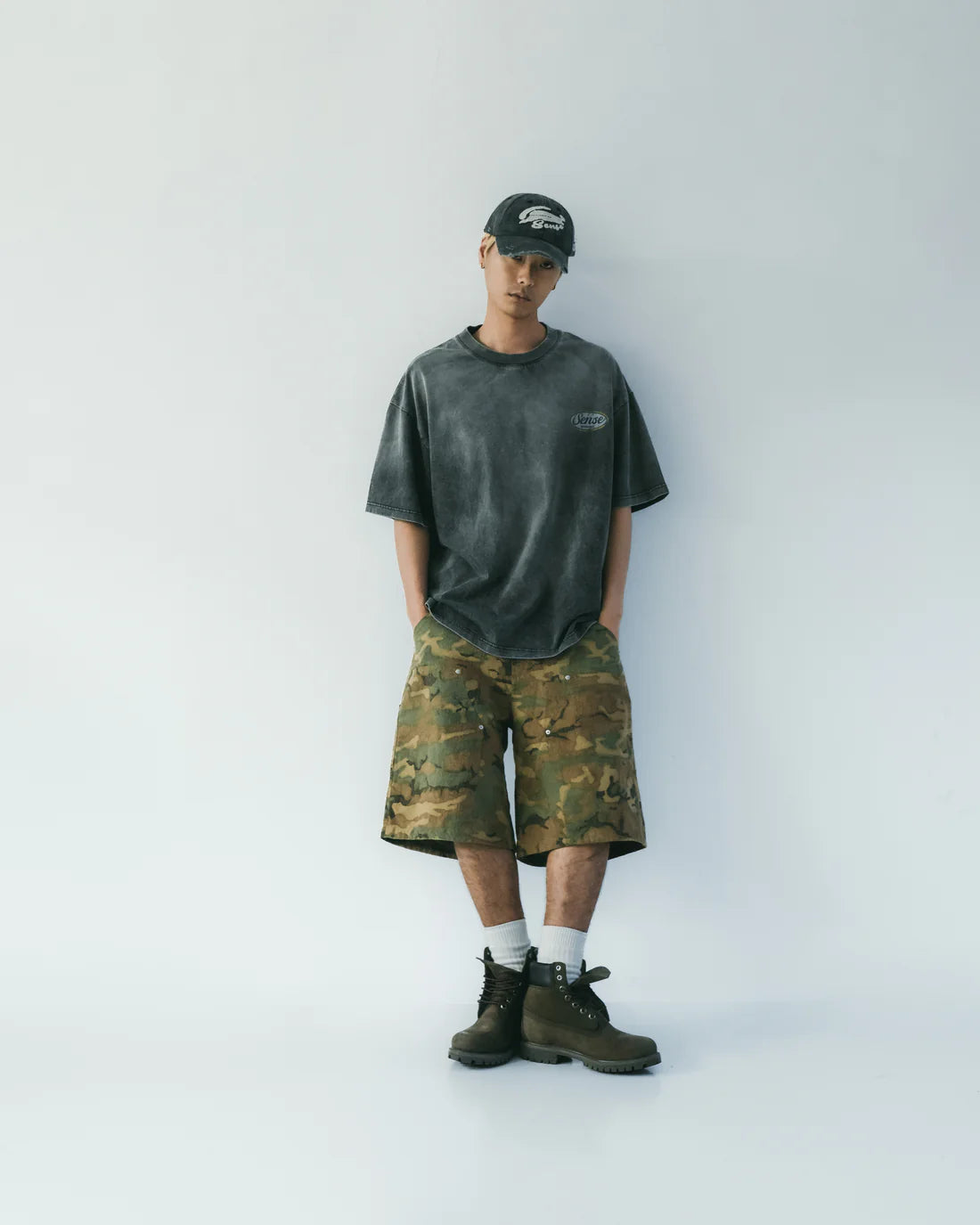 Sense Double Knee Camo Shorts Jungle