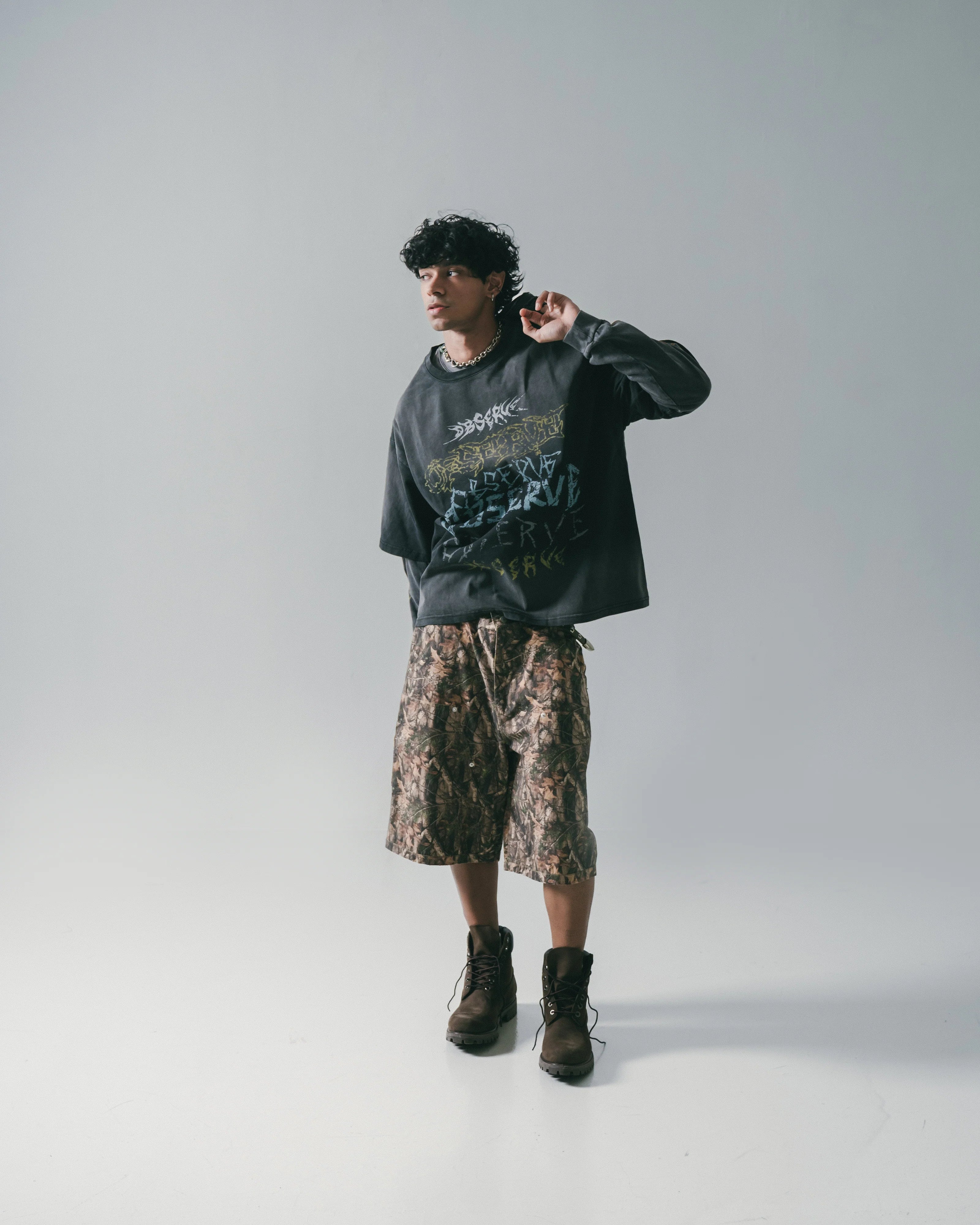 Sense Double Knee Camo Shorts Woodland