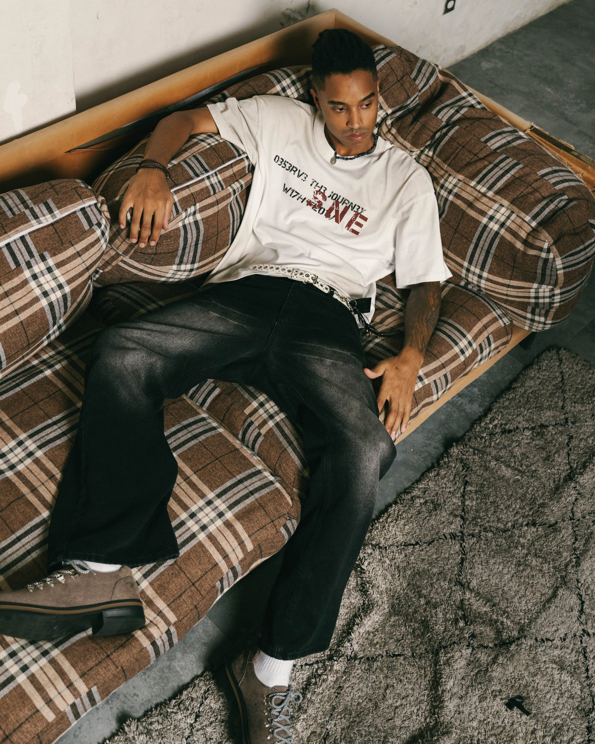 Sense Washed Fade Slogan SS Tee White
