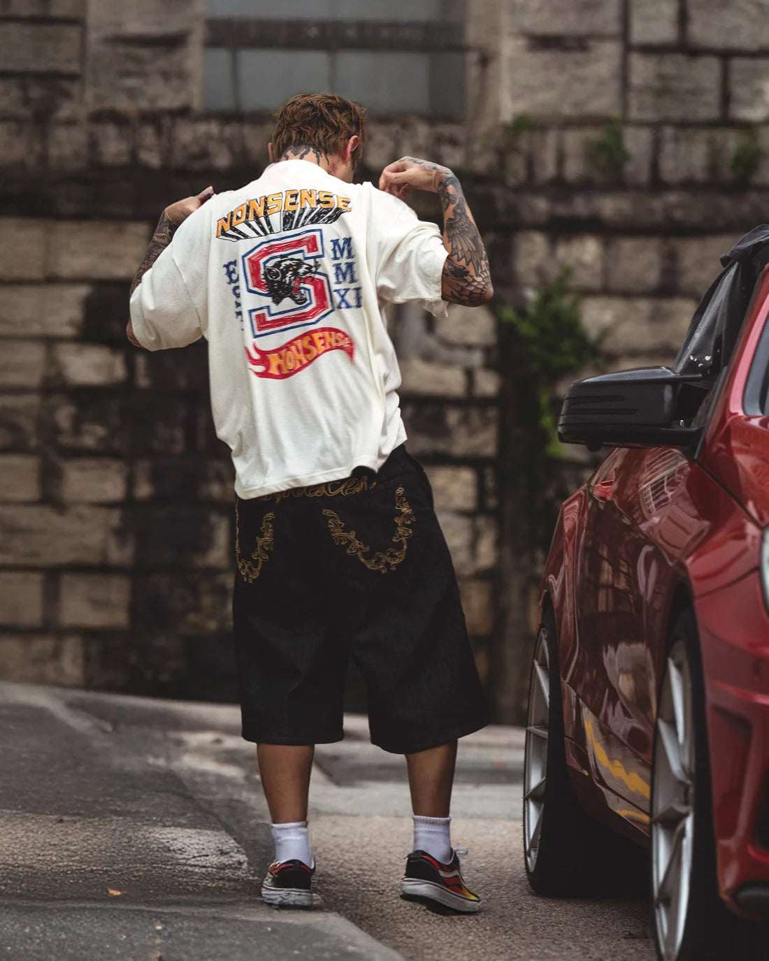 Sense Motor-Graphic Varsity Tee Cream