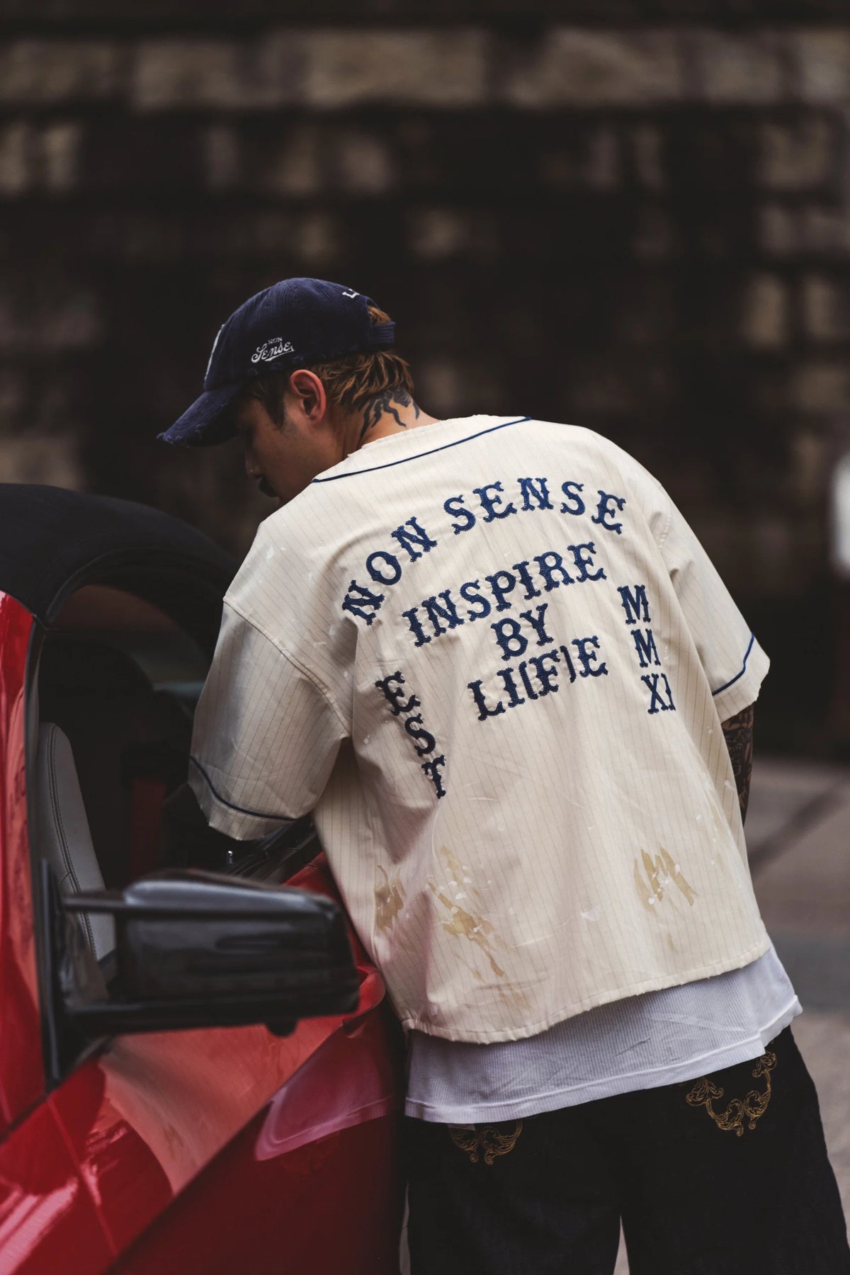 Sense Chain-Stitch Baseball Jersey Cream