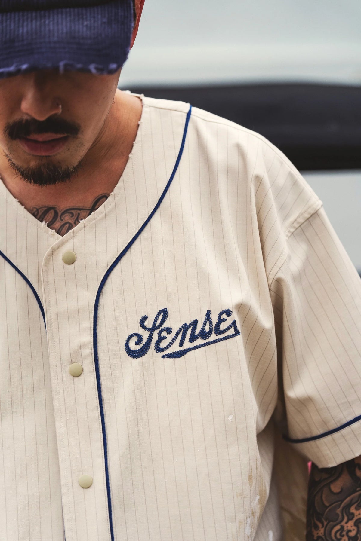Sense Chain-Stitch Baseball Jersey Cream