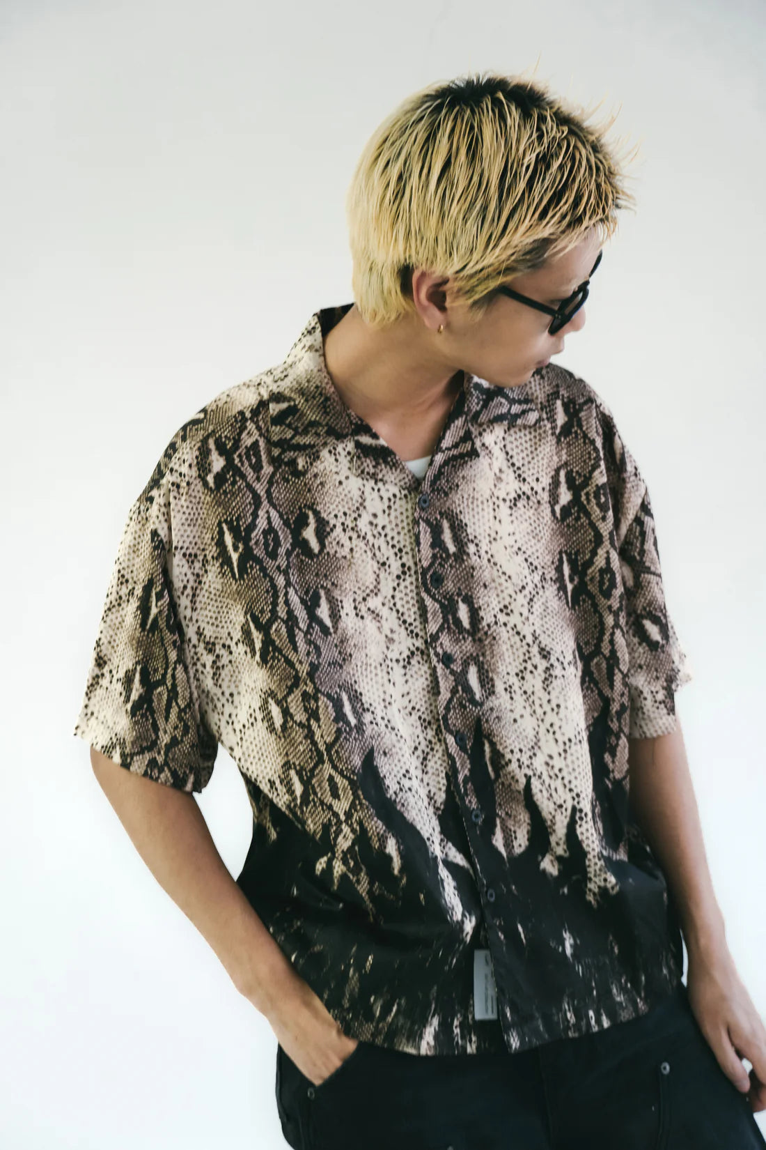 Sense Snake Print With Flame Shirt
