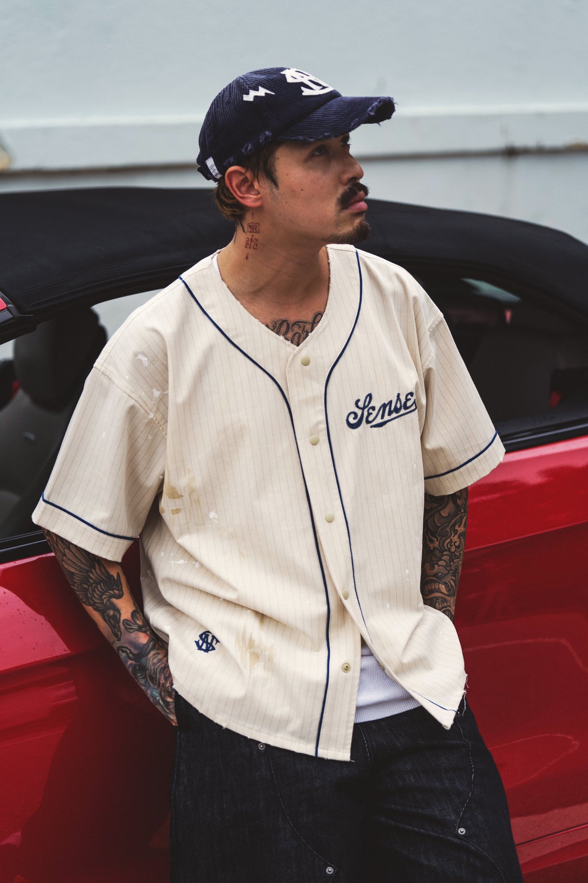 Sense Chain-Stitch Baseball Jersey Cream