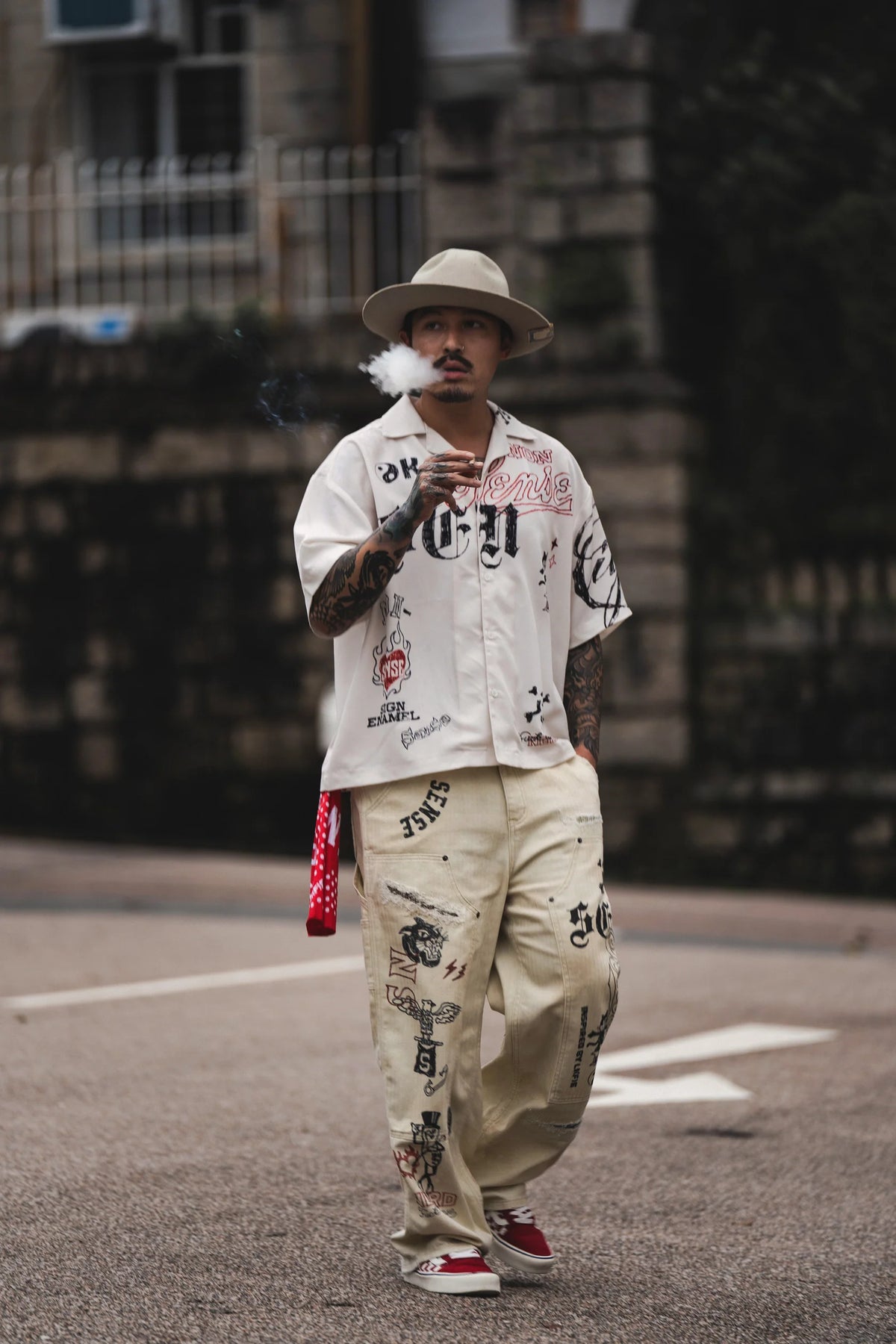 Sense Graffiti Sketch Camp Shirt Ivory