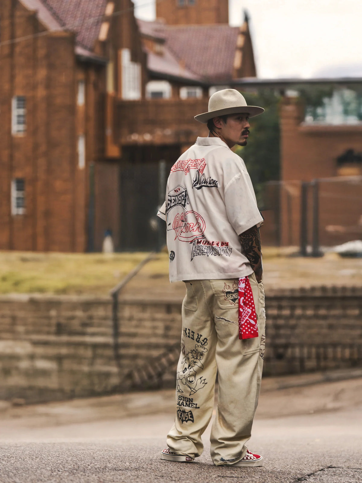 Sense Graffiti Sketch Camp Shirt Ivory