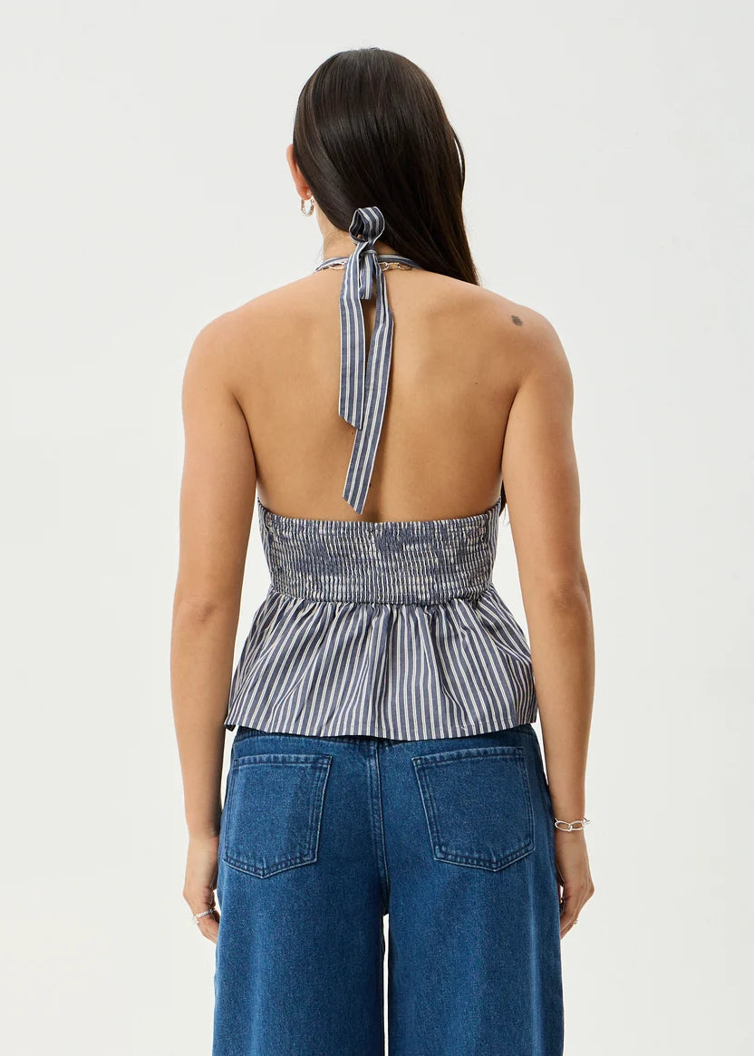 Delta Organic Navy Stripe Halter Top
