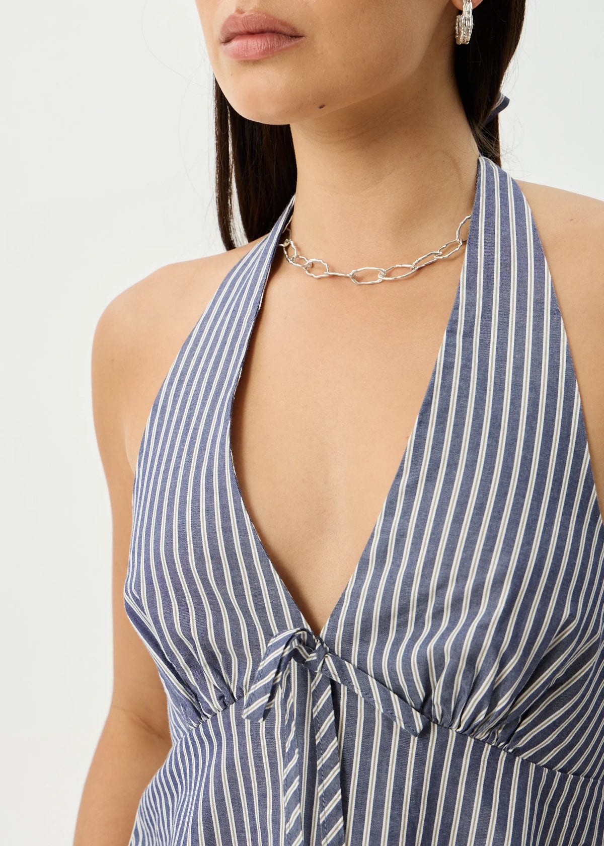 Delta Organic Navy Stripe Halter Top