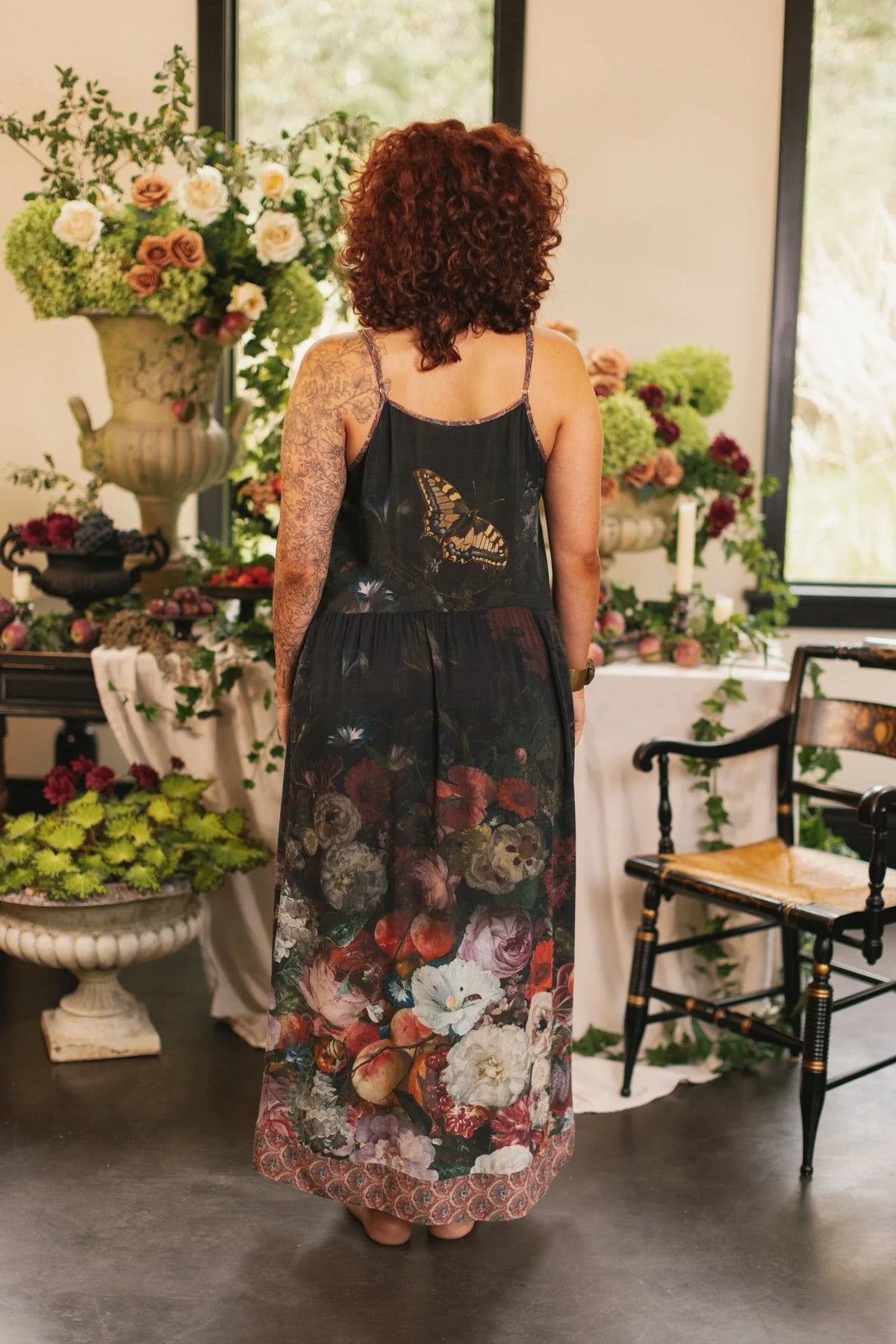 Flight Of Fancy Boheme Long Maxi Slip Dress w Hummingbirds