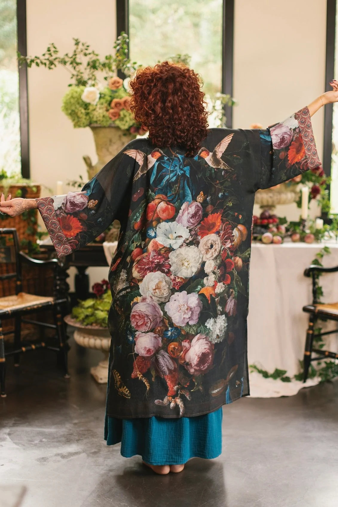 Flight Of Fancy Opera Duster Kimono Robe Hummingbirds