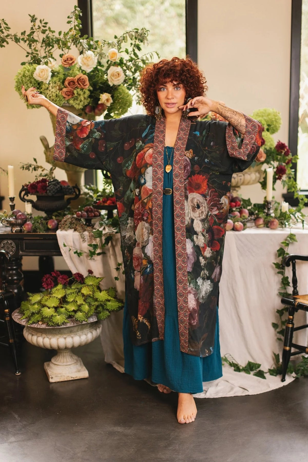 Flight Of Fancy Opera Duster Kimono Robe Hummingbirds