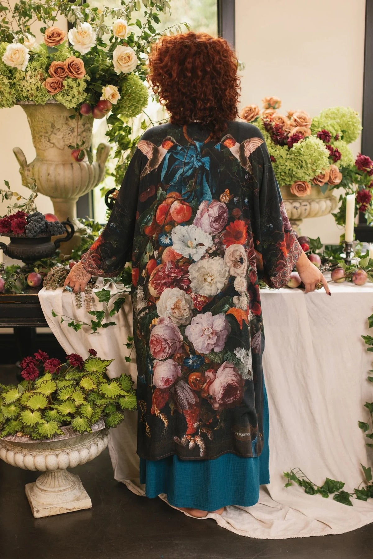 Flight Of Fancy Opera Duster Kimono Robe Hummingbirds