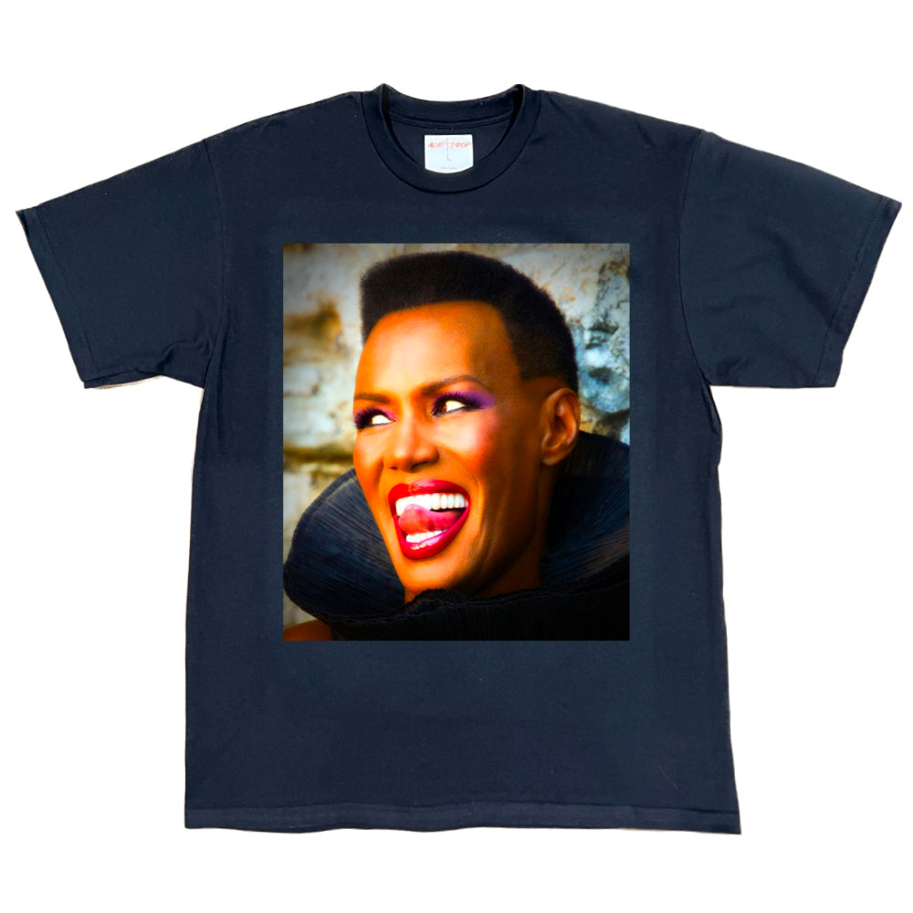 Grace Jones Portrait Smile White Tee