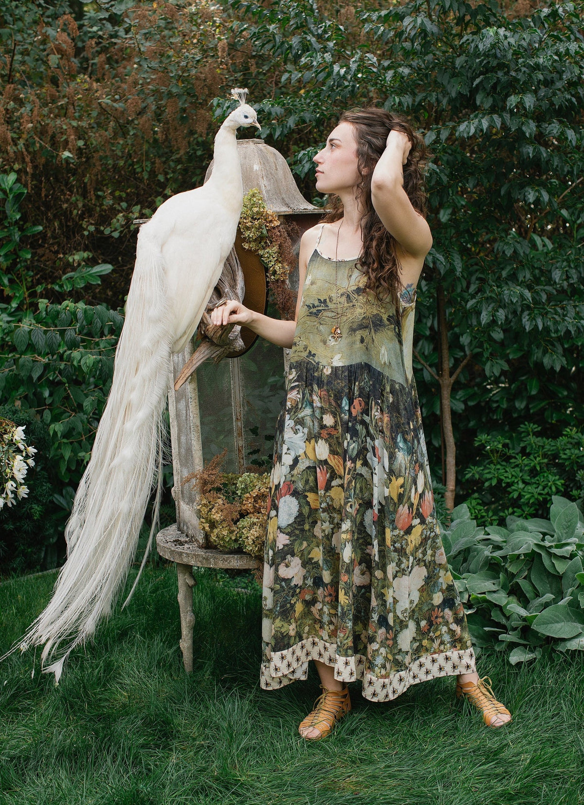 I Dream In Flowers Boheme Long Maxi Slip Dress w Bees
