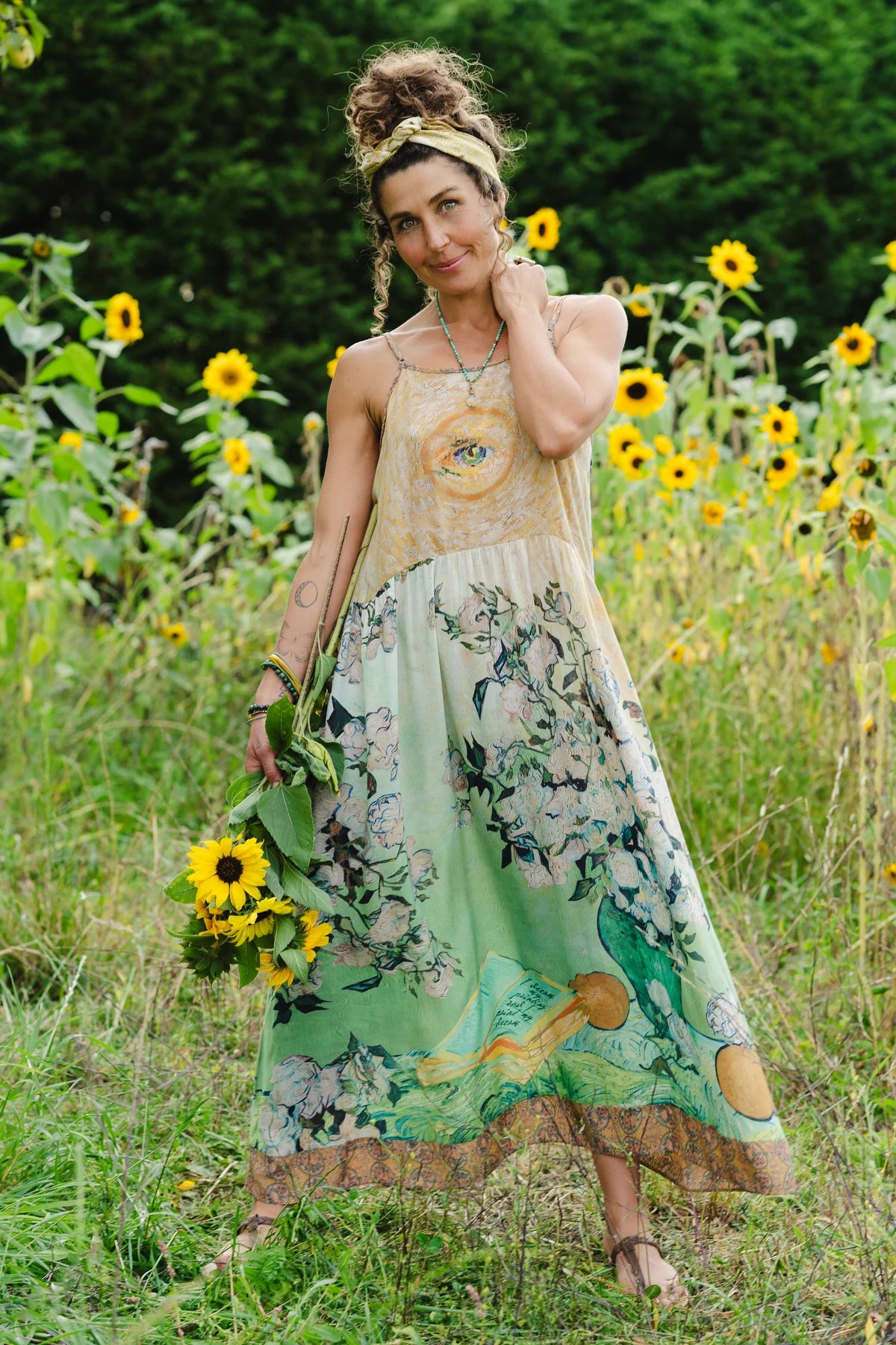 I Paint My Dream Van Gogh Opera Boheme Slip Dress