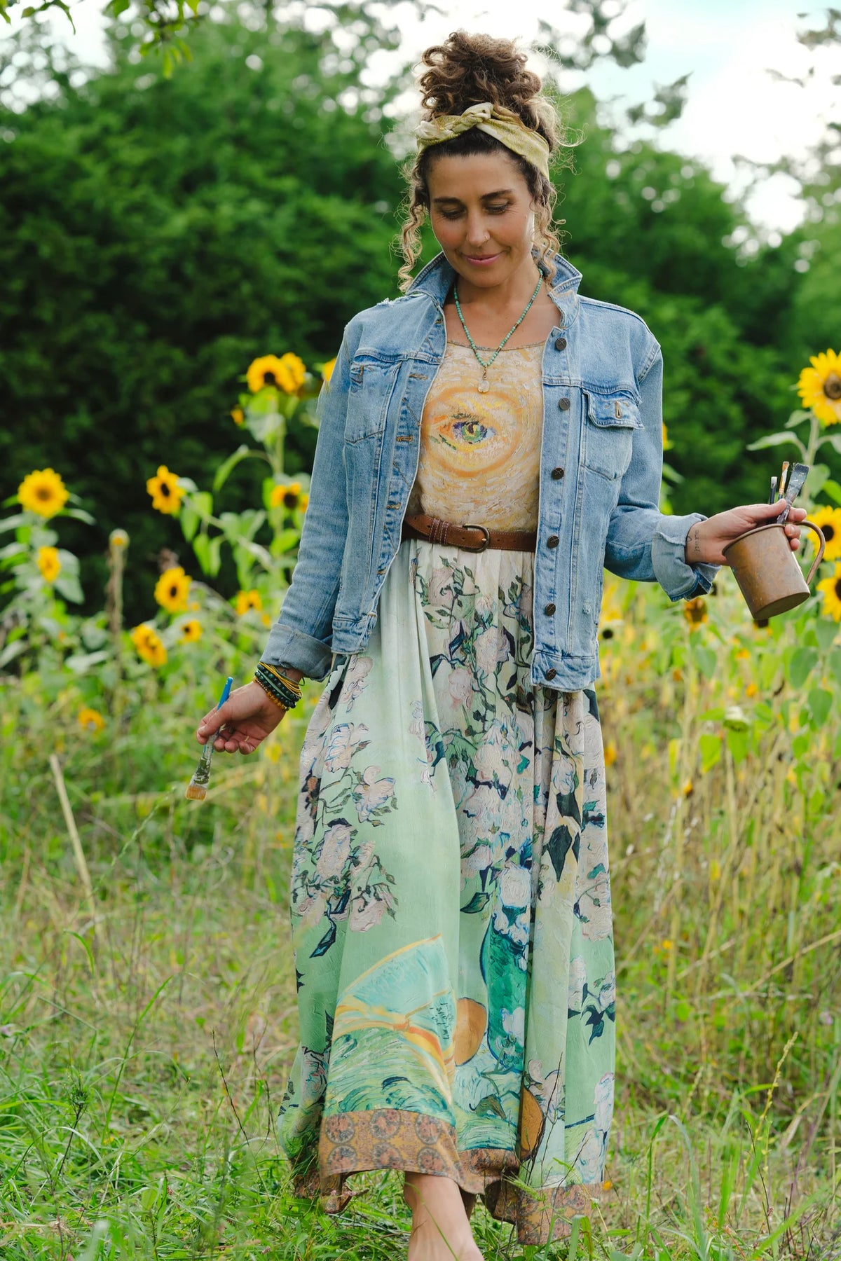 I Paint My Dream Van Gogh Opera Boheme Slip Dress