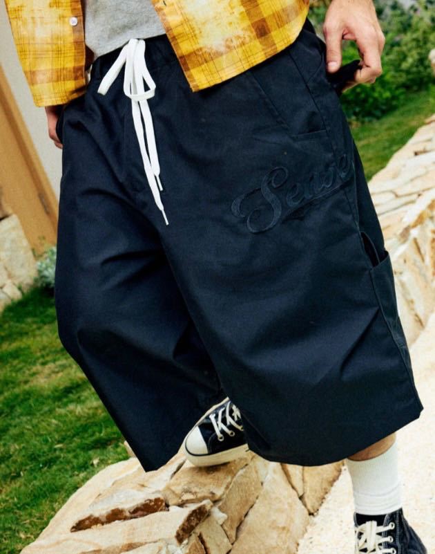 Sense Wide Cut Twill Shorts Black