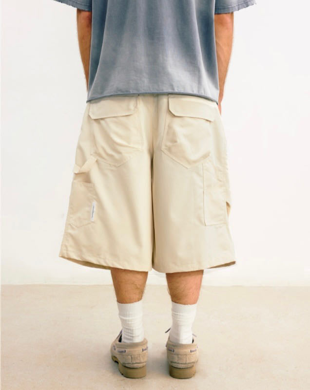 Sense Wide Cut Twill Shorts Khaki