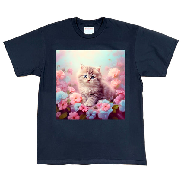 Kitten in Flowers Design Tee