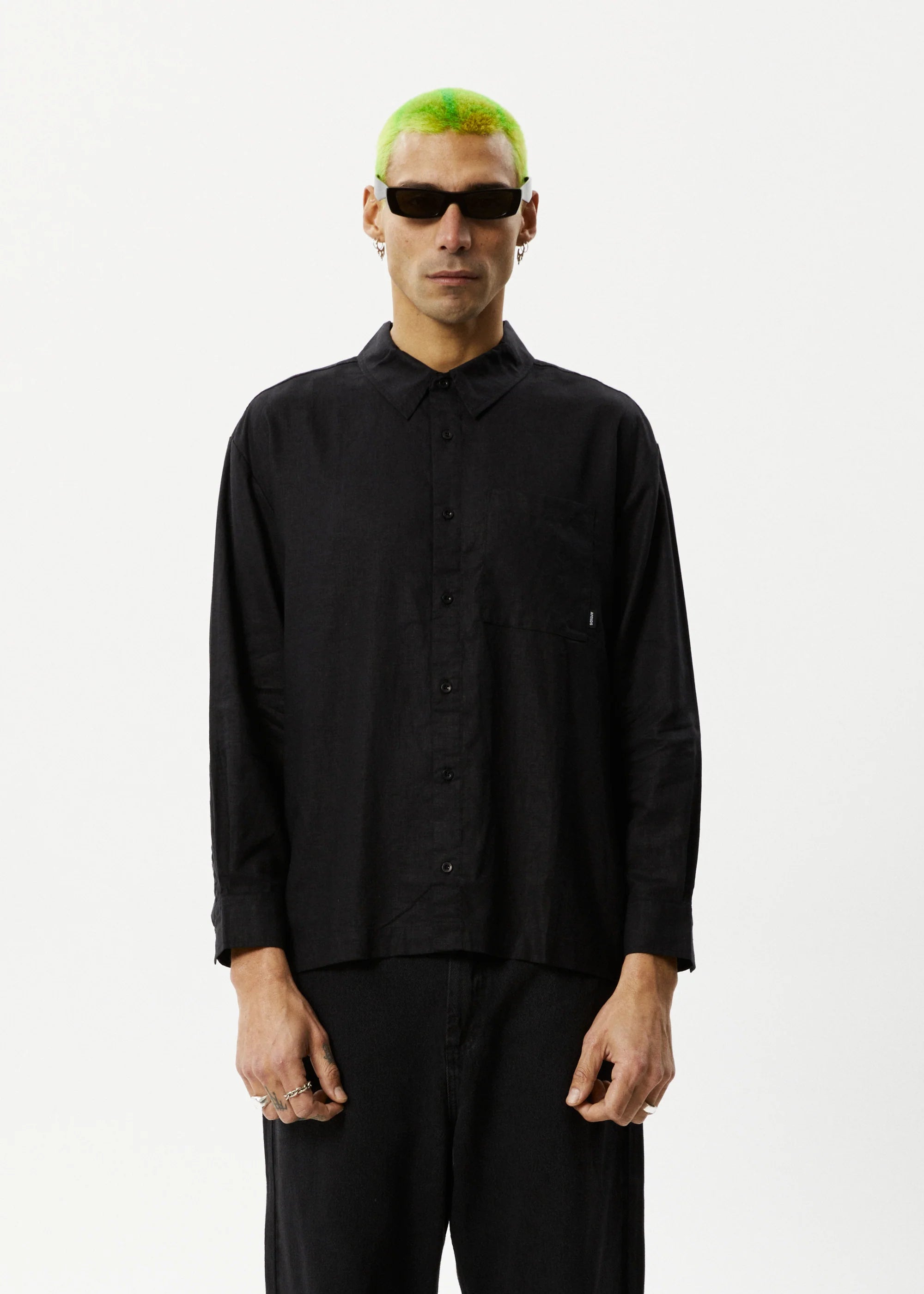 Afends Everyday Hemp Long Sleeve Black Shirt