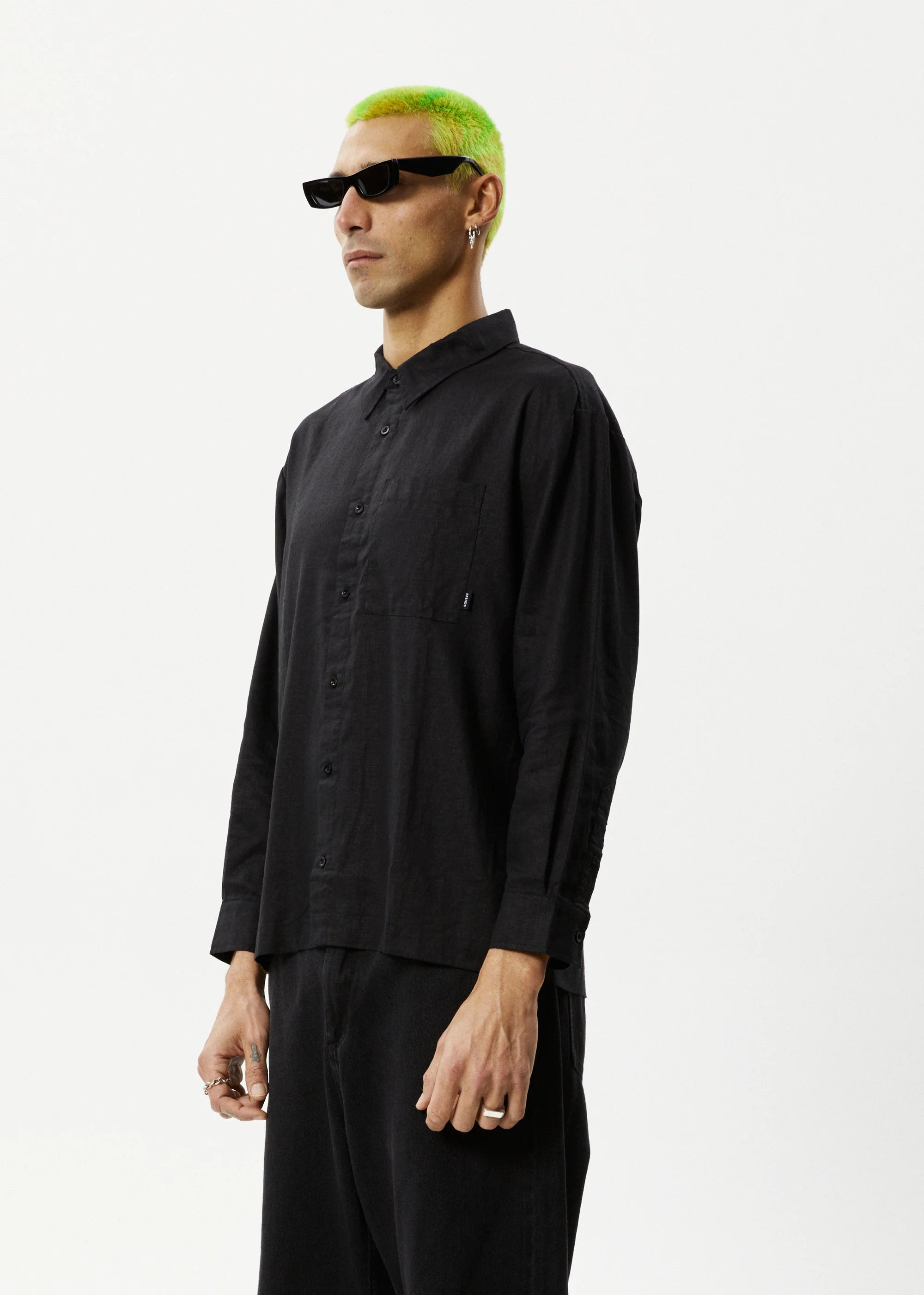 Afends Everyday Hemp Long Sleeve Black Shirt