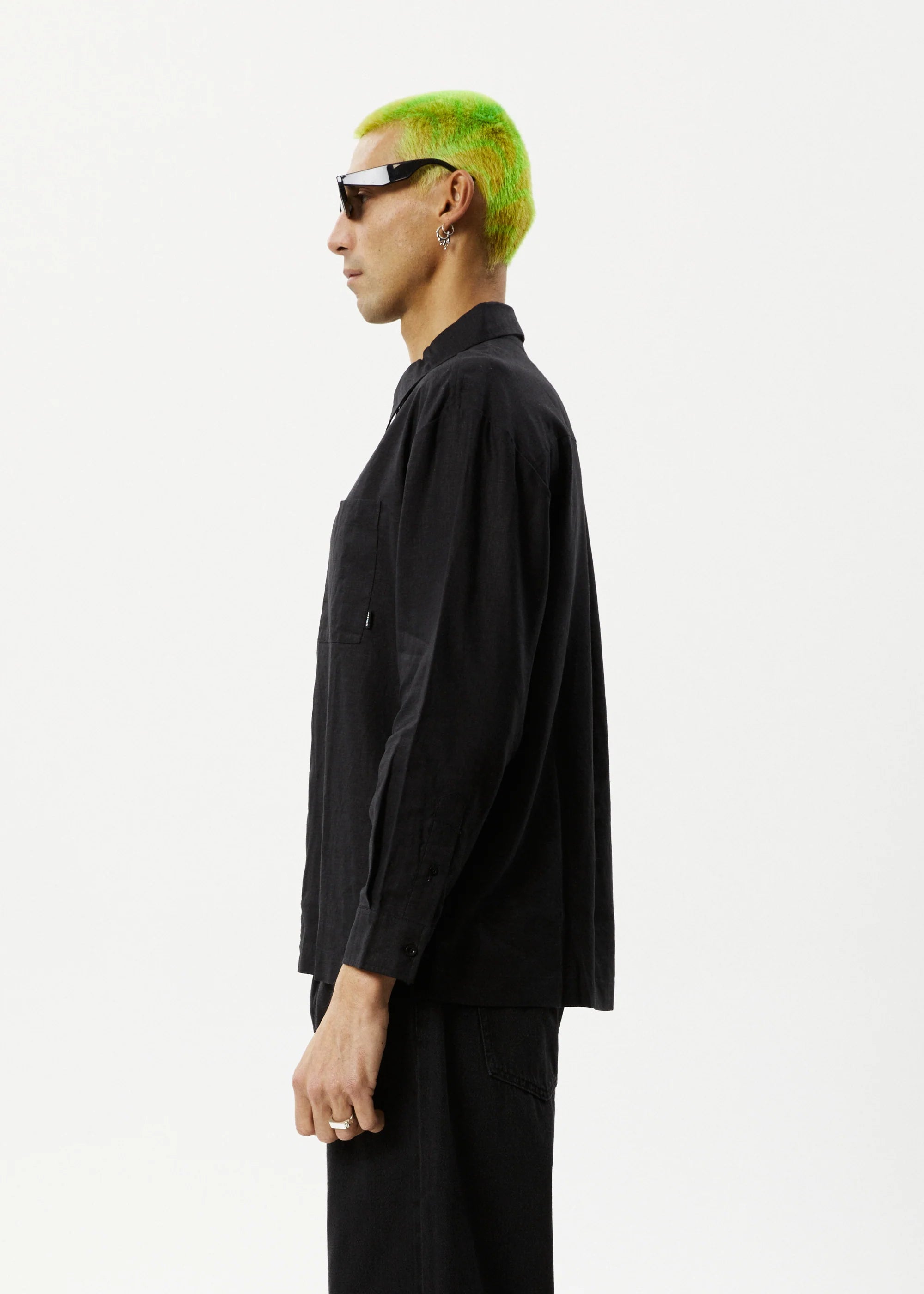 Afends Everyday Hemp Long Sleeve Black Shirt