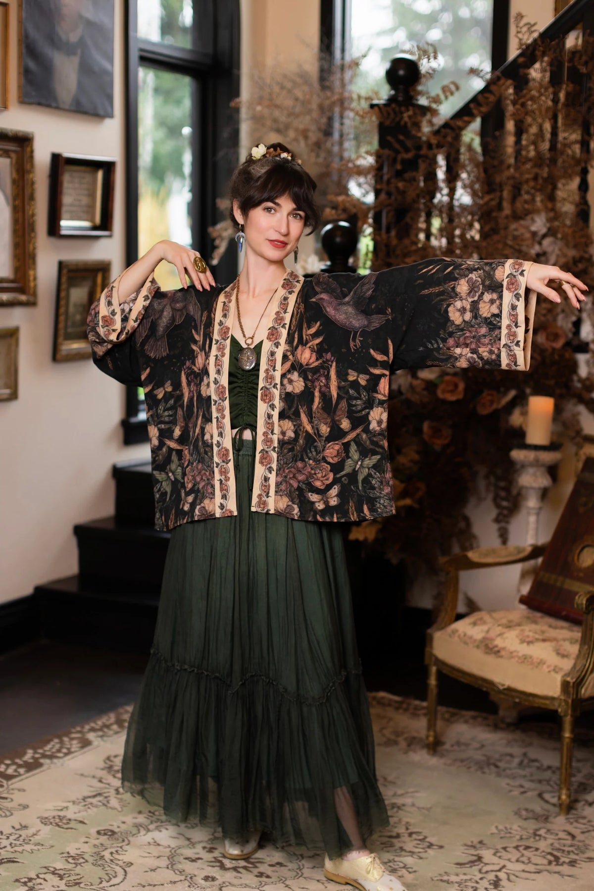 Momento Pixie Duster Cropped Kimono Starling & Skull